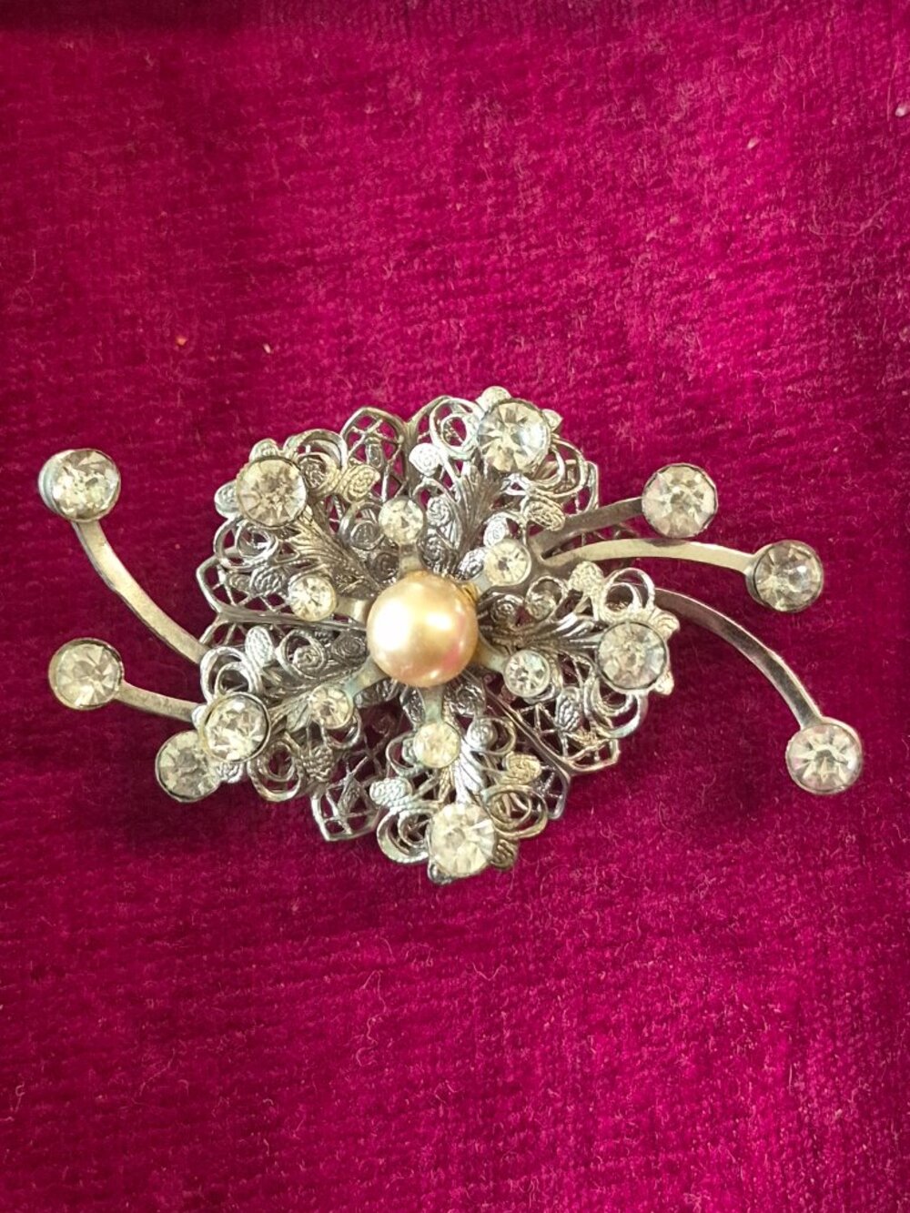 Cluster Brooch with Rhinestones
